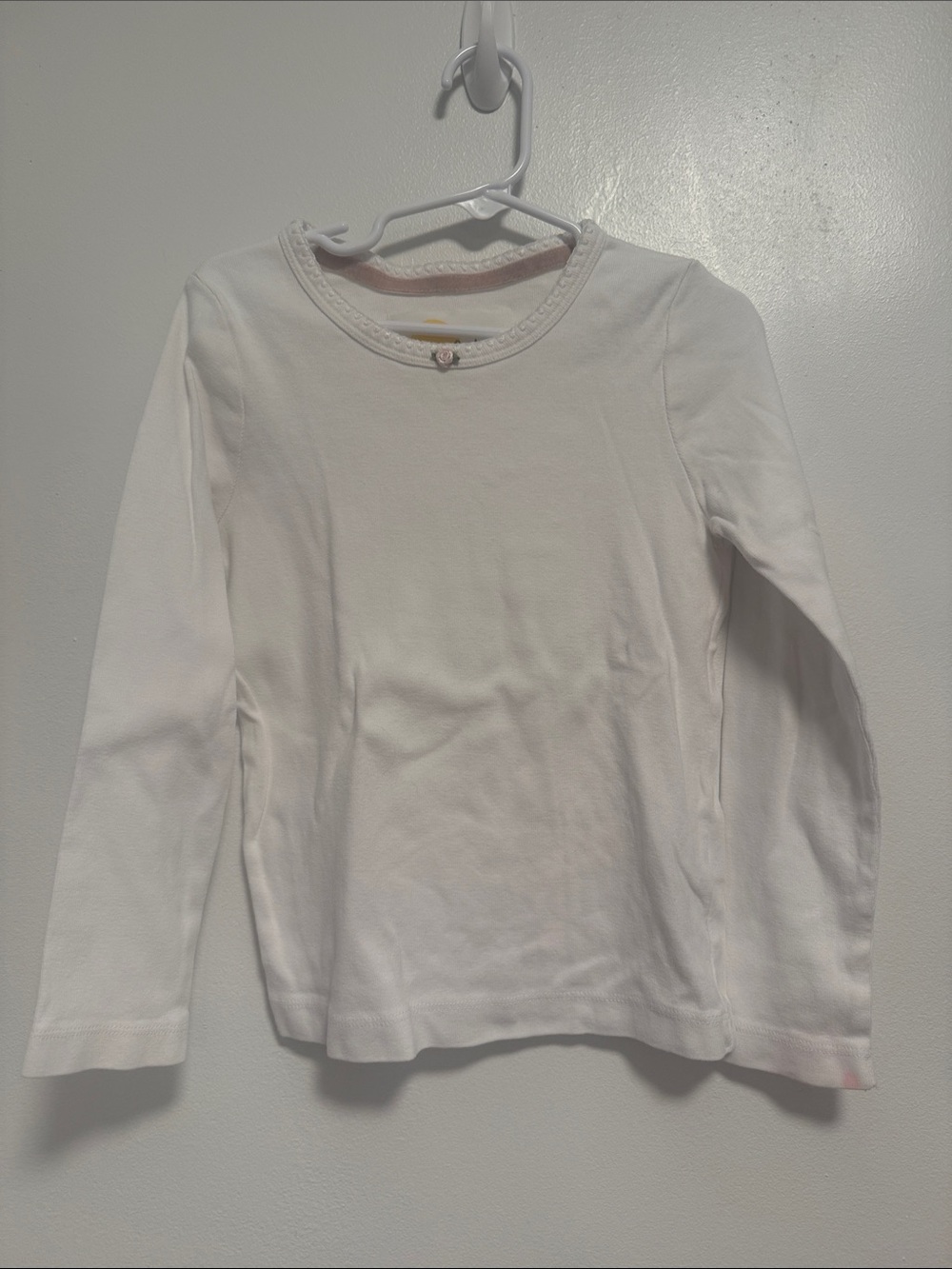 Mini Boden White Long-Sleeve Crewneck Top